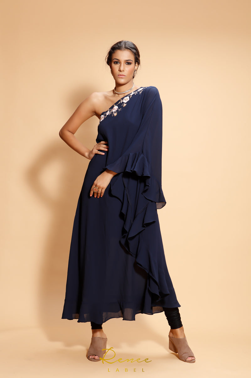 Navy Blue Kaftan Churidar