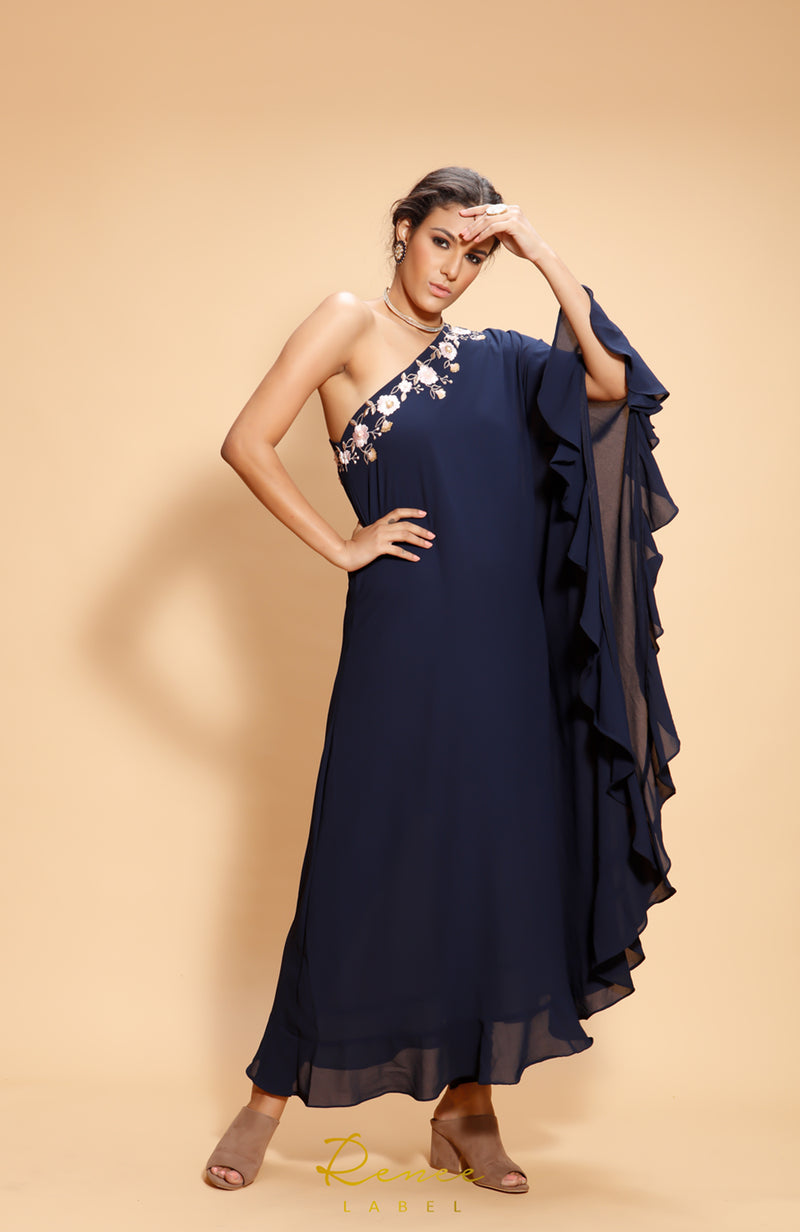 Navy Blue Kaftan Churidar