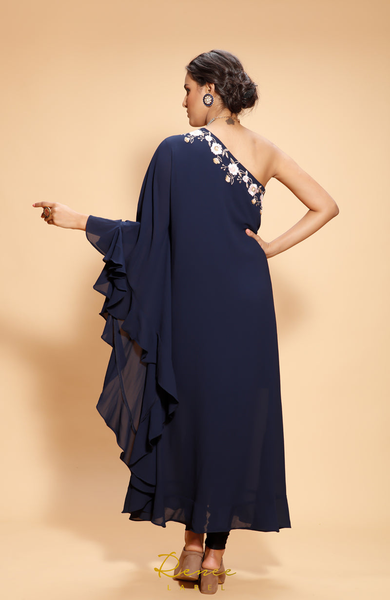 Navy Blue Kaftan Churidar