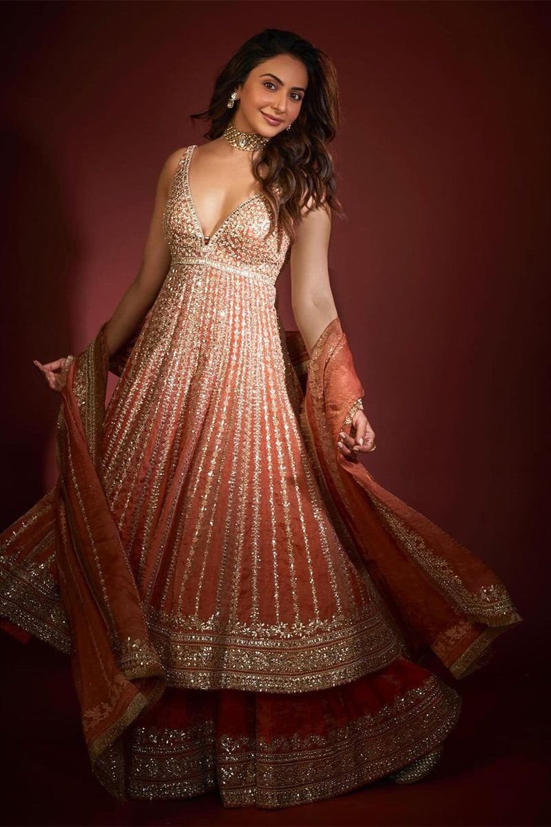Burnt Orange Gota Patti Sharara Set