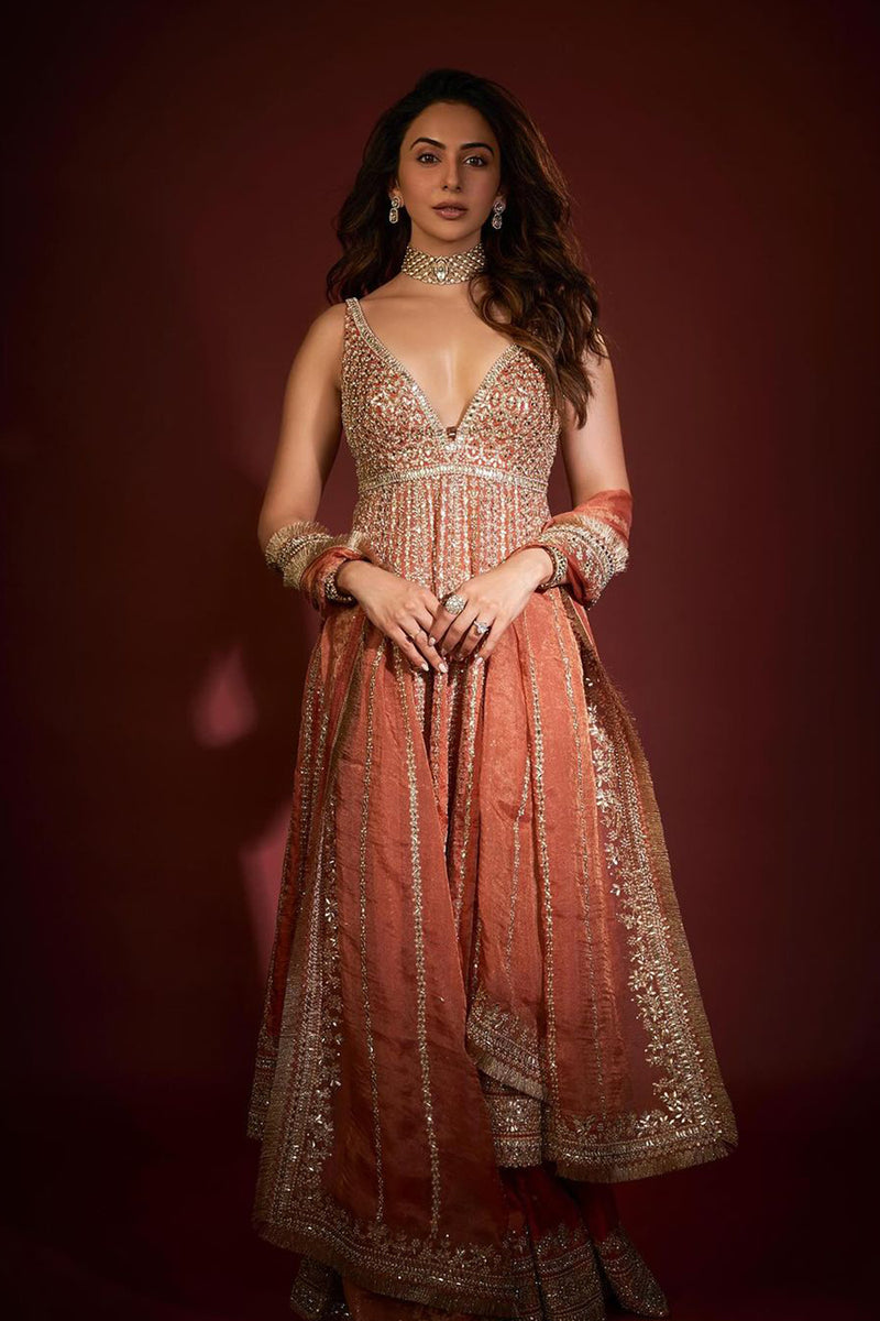 Burnt Orange Gota Patti Sharara Set