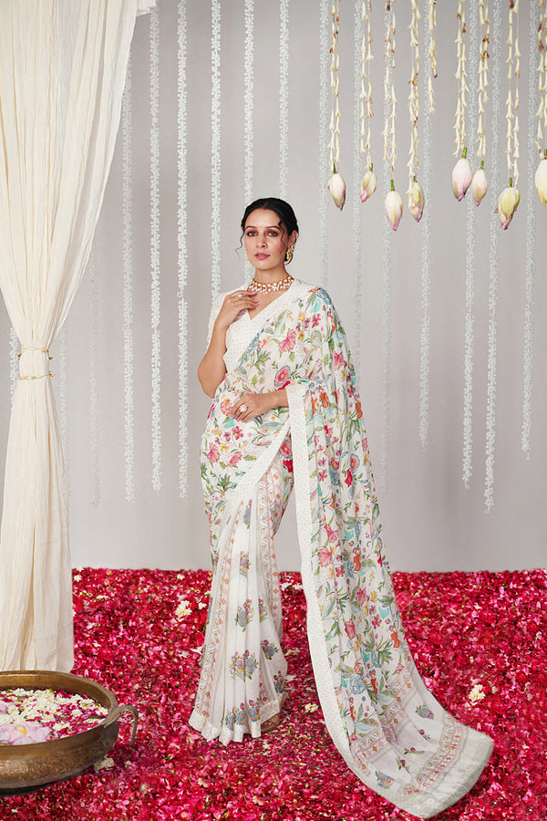 Bagicha White Saree Set Of 2