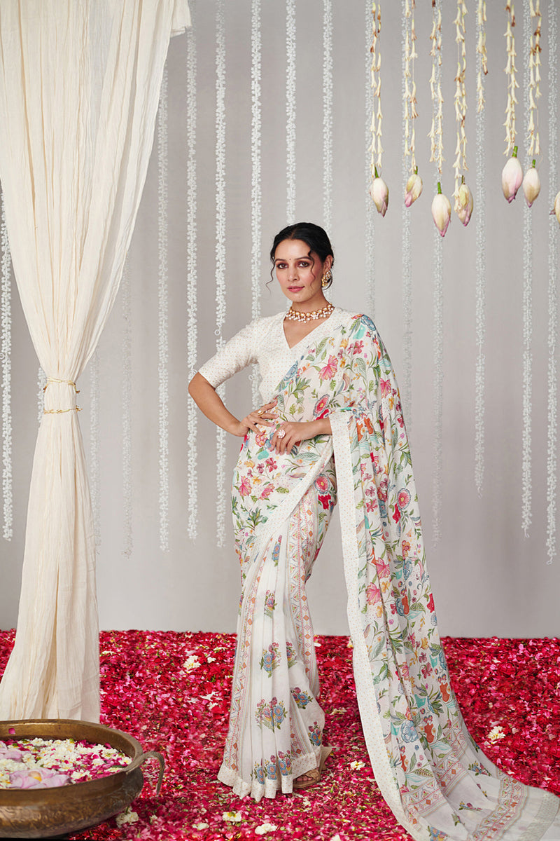 Bagicha White Saree Set Of 2