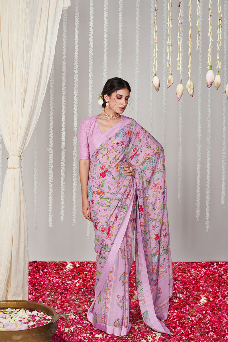 Bagicha Lavender Saree Set Of 2