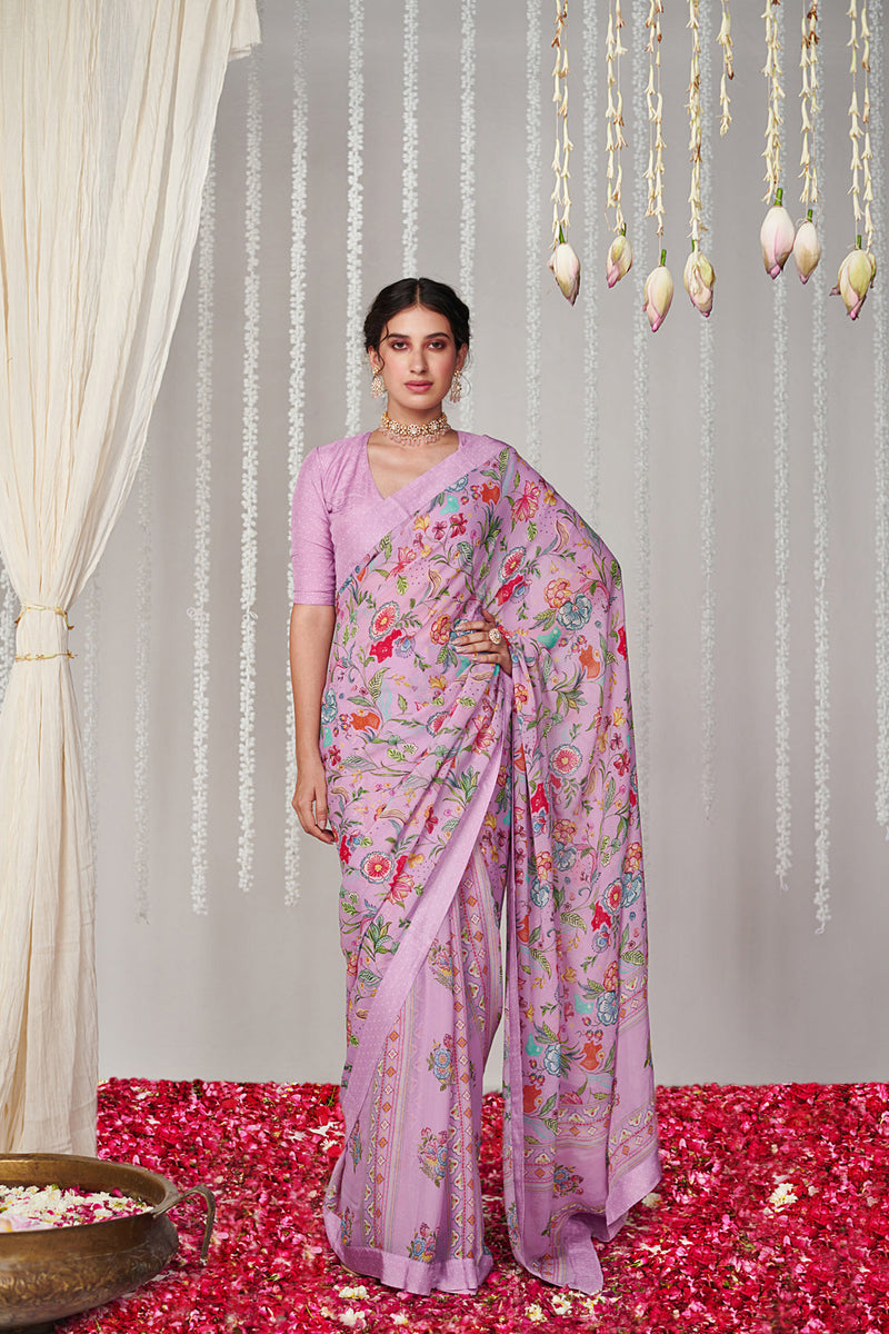 Bagicha Lavender Saree Set Of 2