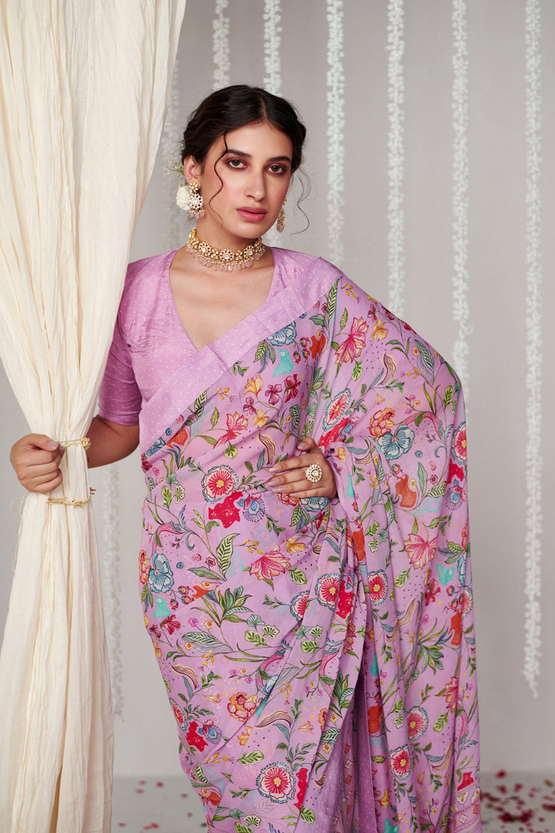 Bagicha Lavender Saree Set Of 2