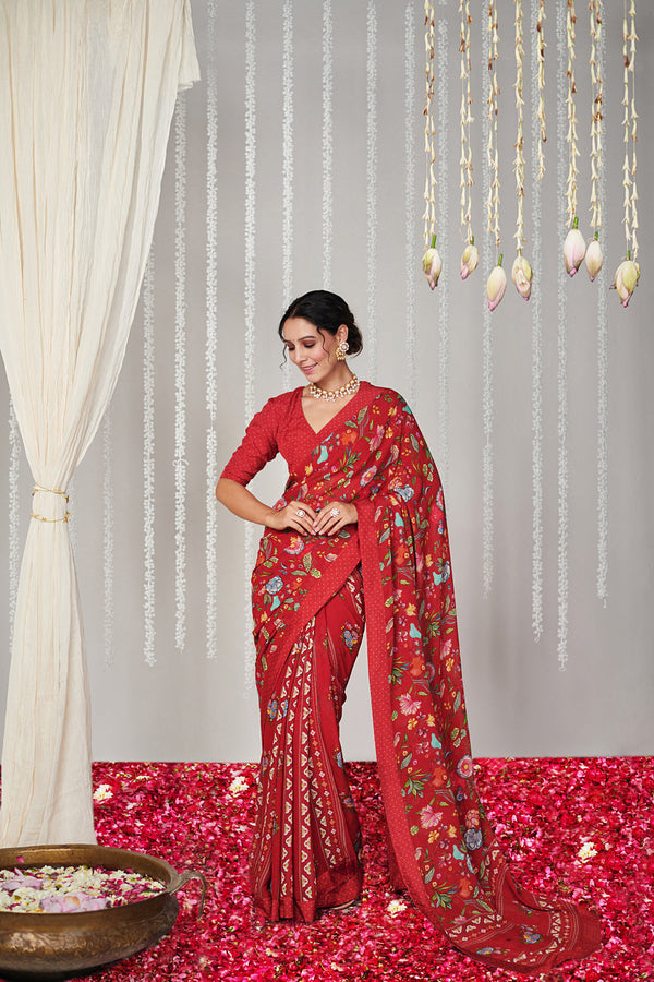 Bagicha Red Saree Set Of 2