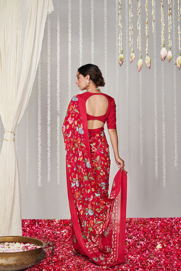 Bagicha Red Saree Set Of 2