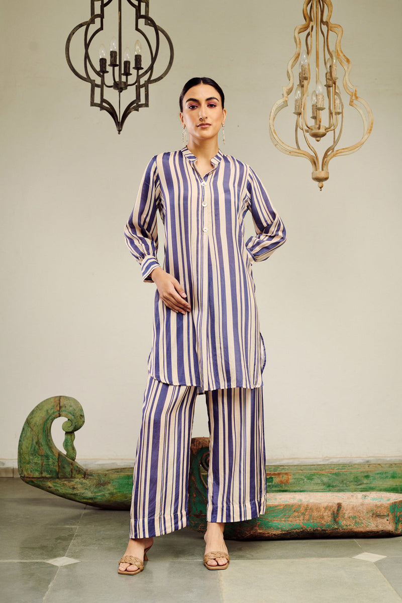 Nargis Blue Stripe Co-Ord Set