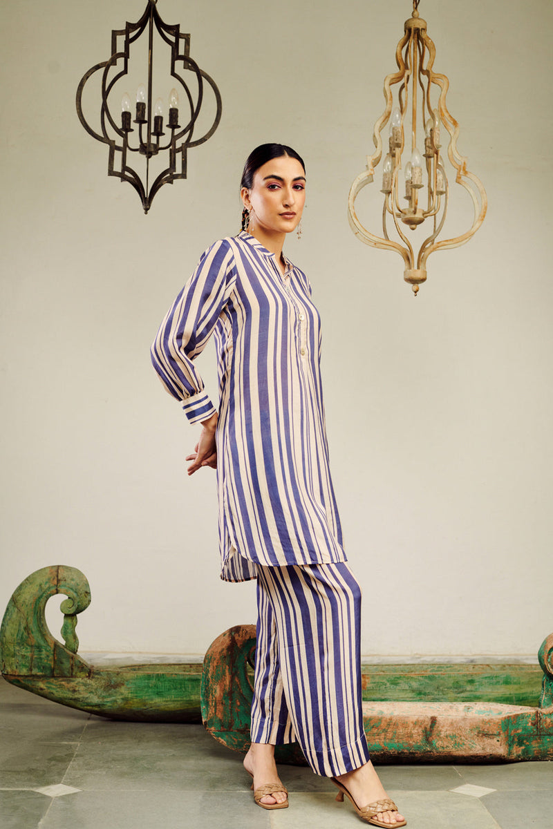 Nargis Blue Stripe Co-Ord Set