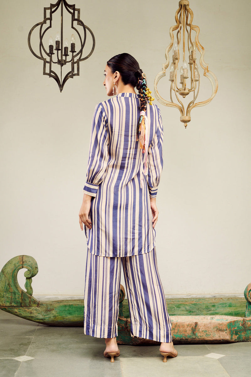 Nargis Blue Stripe Co-Ord Set