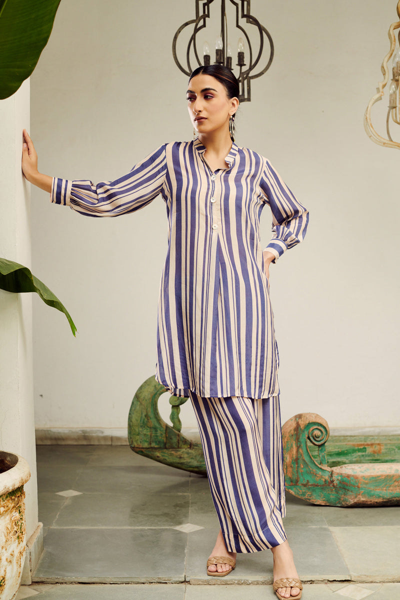 Nargis Blue Stripe Co-Ord Set