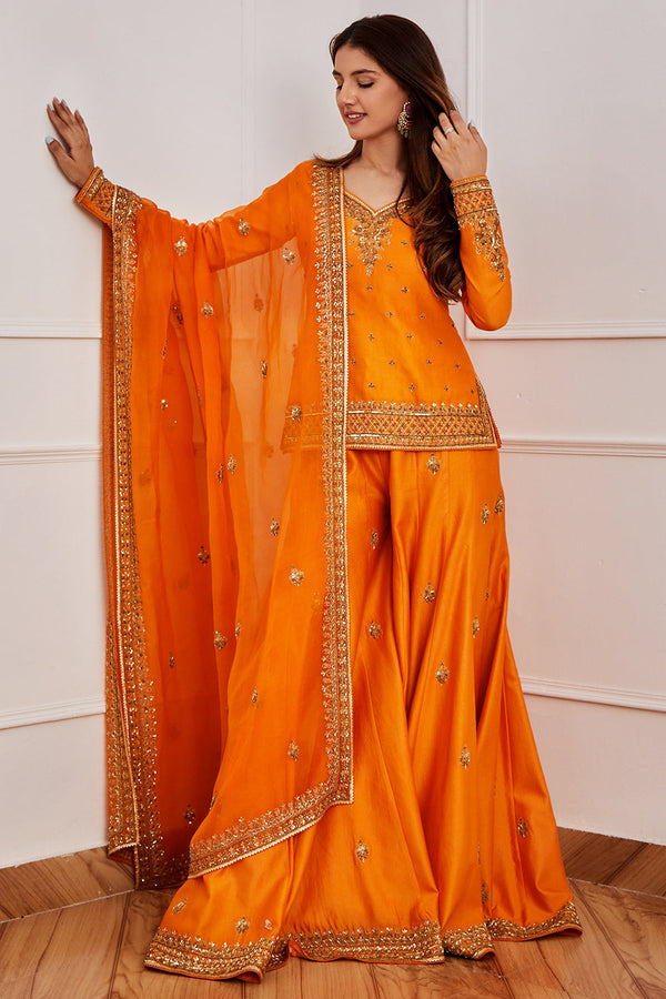 Tangerine Orange Sharara Set