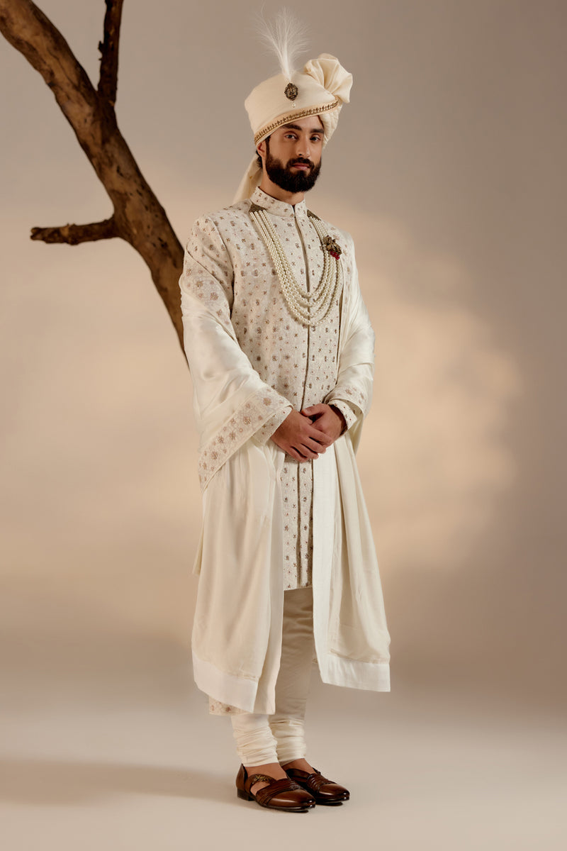 Albino White Sherwani Set