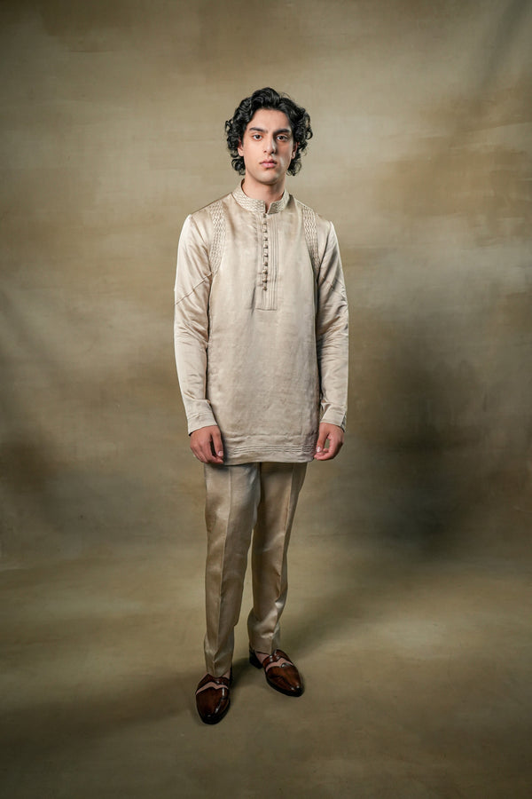 Sand Grey Short Kurta Set