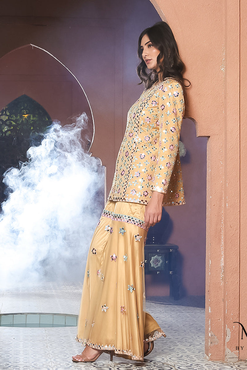 Noori- Mirror Work Jacket Garara Set