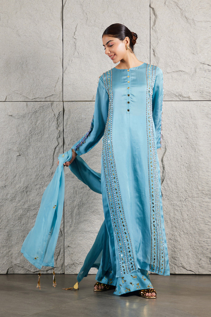 Blue Mirror Kurta Set