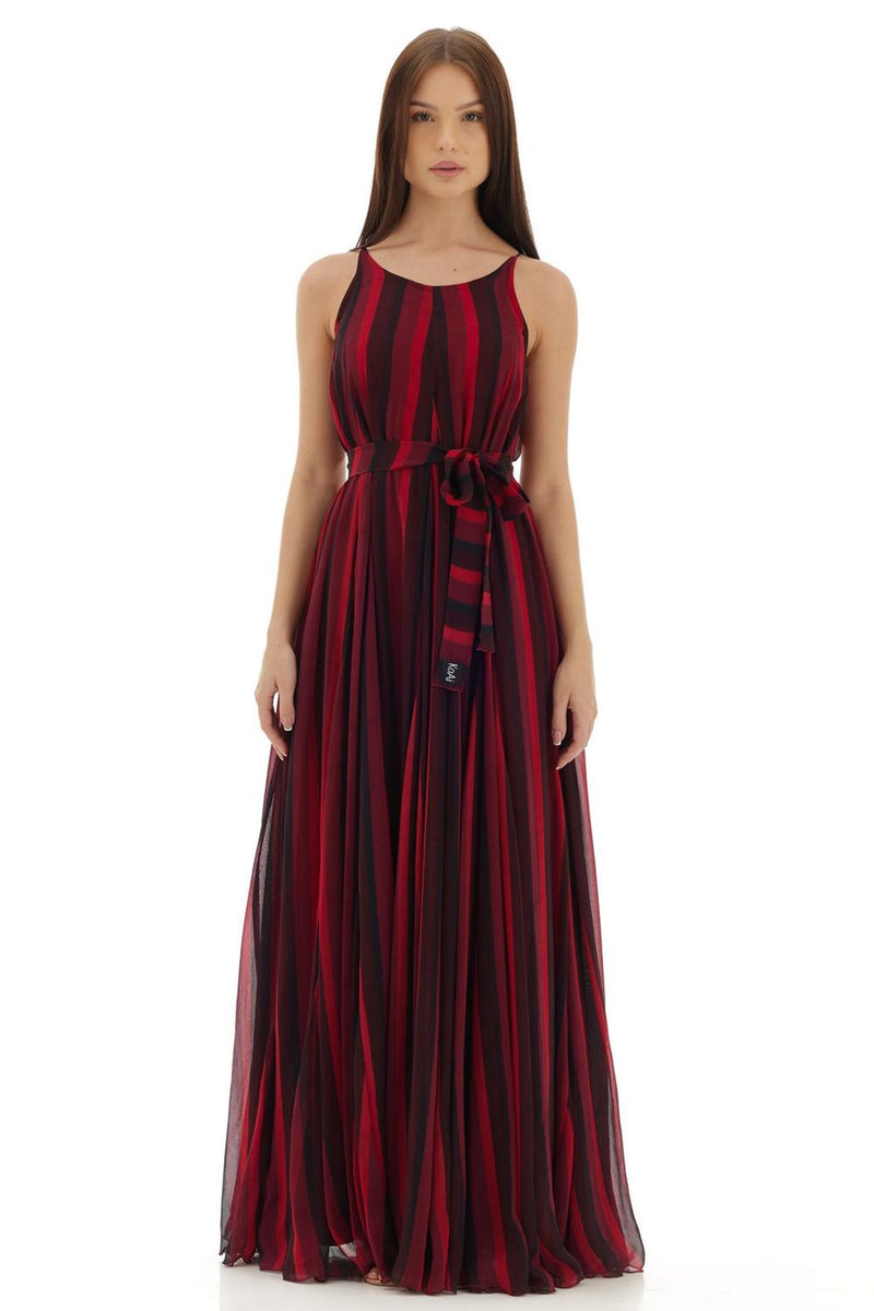Red & Black Stripe Long Dress