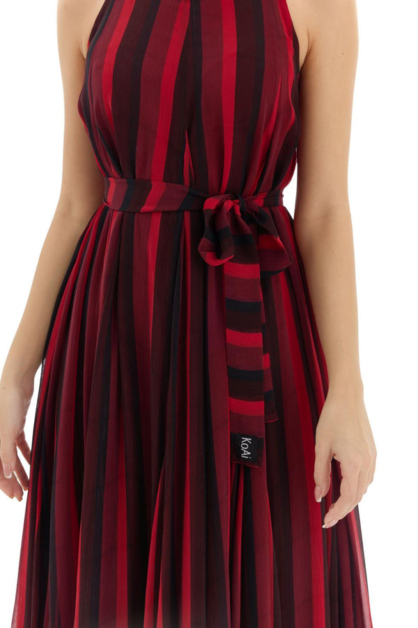 Red & Black Stripe Long Dress