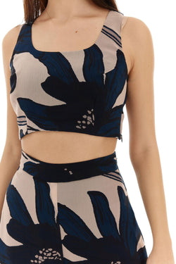 Off White & Blue Floral Bustier