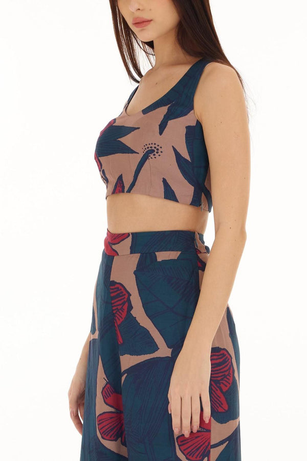 Blue, Orange & Red Floral Bustier