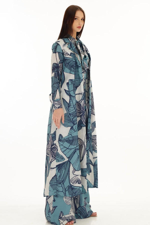 White & Blue Floral Cape