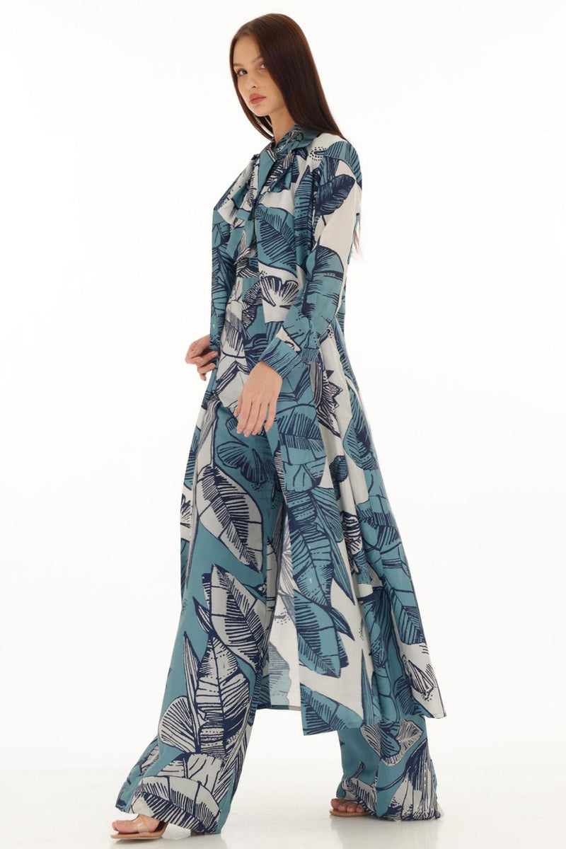 White & Blue Floral Cape