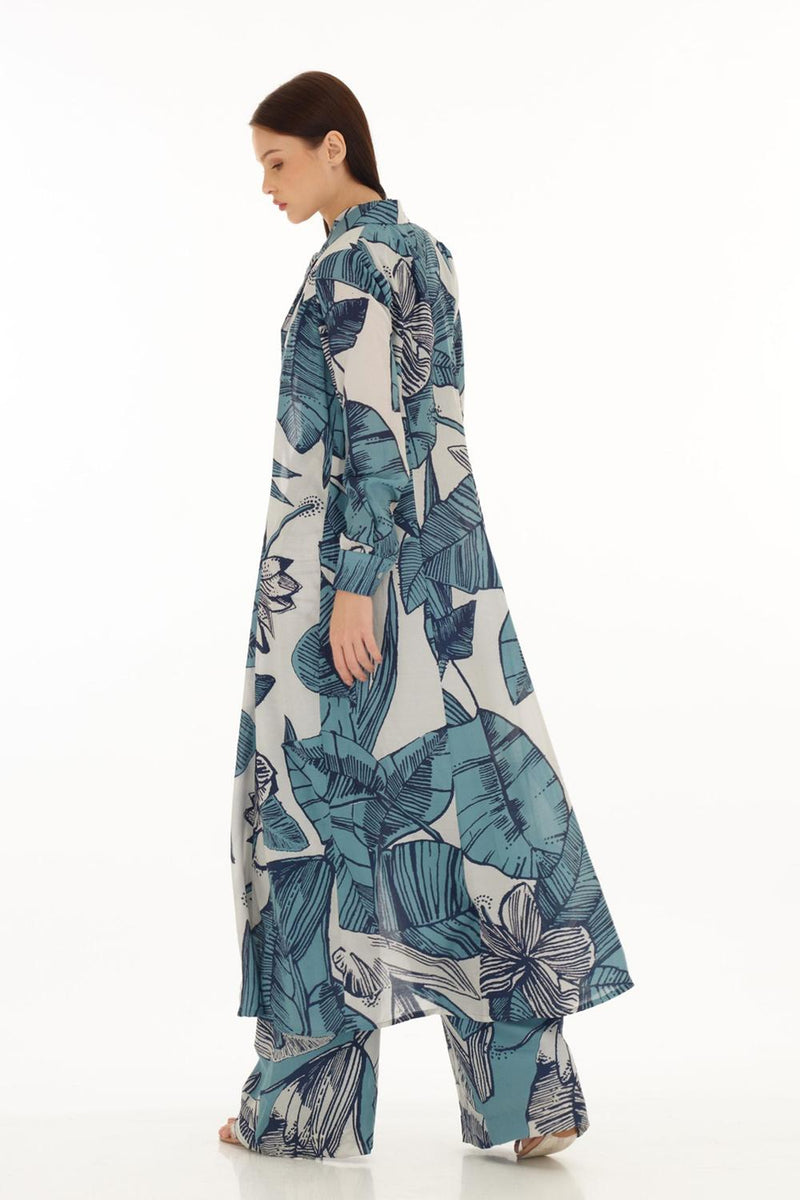 White & Blue Floral Cape