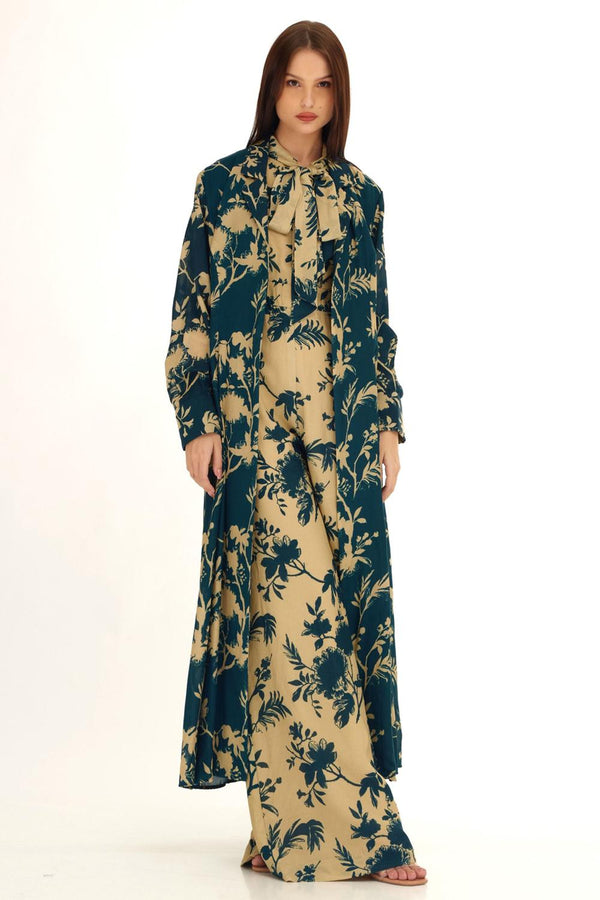 Teal & Cream Floral Cape