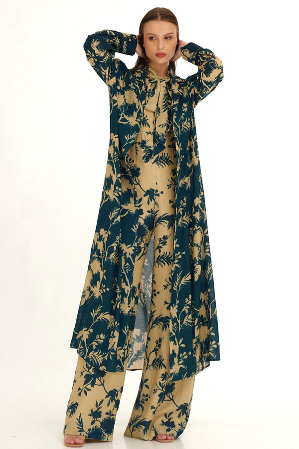 Teal & Cream Floral Cape