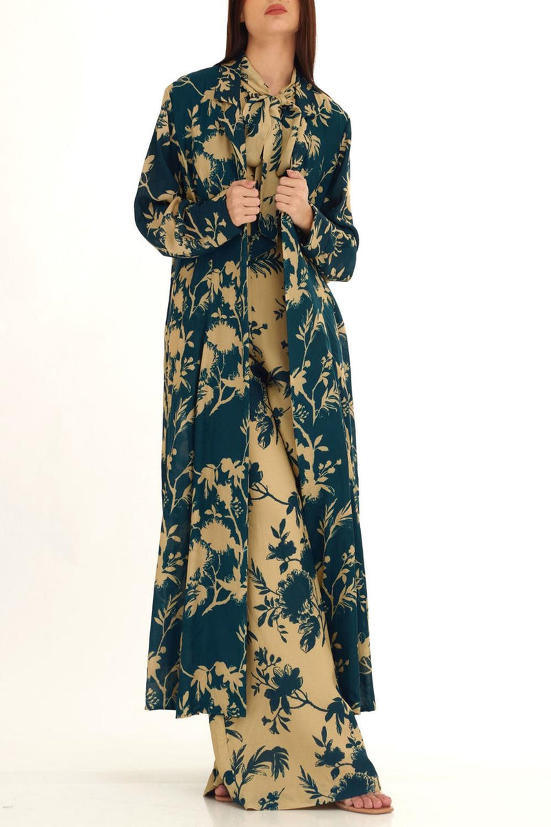 Teal & Cream Floral Cape