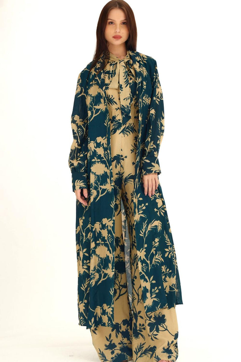 Teal & Cream Floral Cape