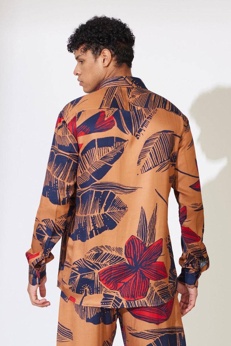 Rust, Blue And Red Floral Shirt