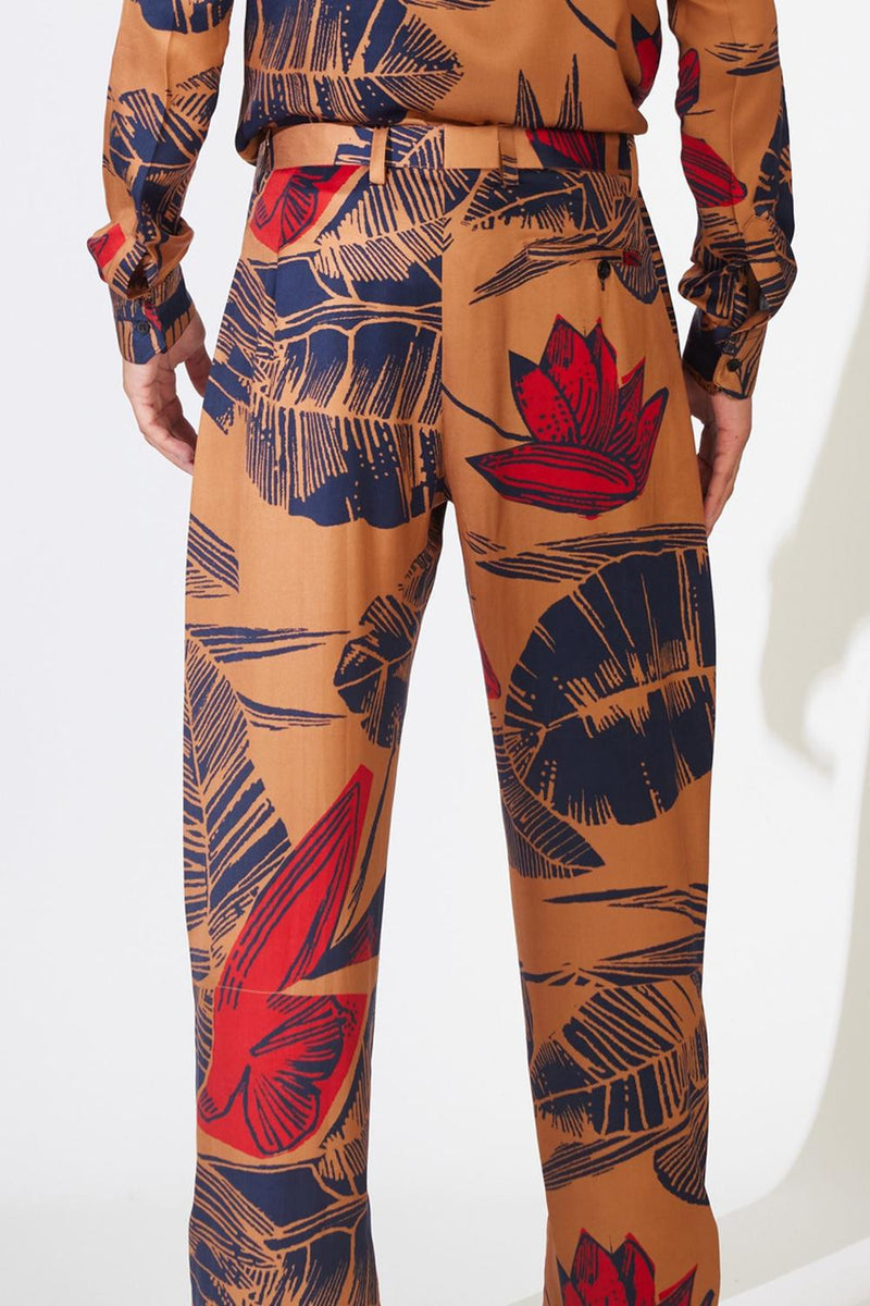 Rust, Blue And Red Floral Pants