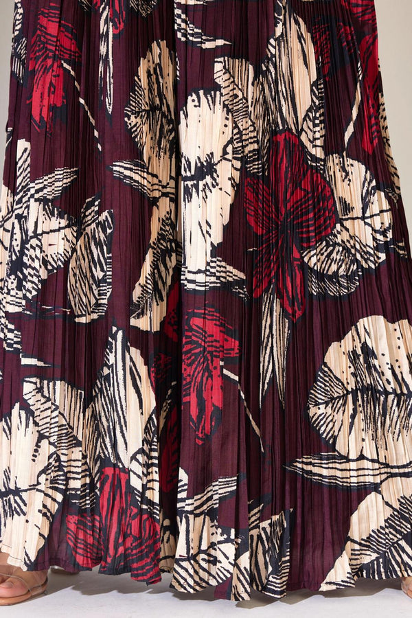 Brown, Red And Offwhite Crinkled Pants