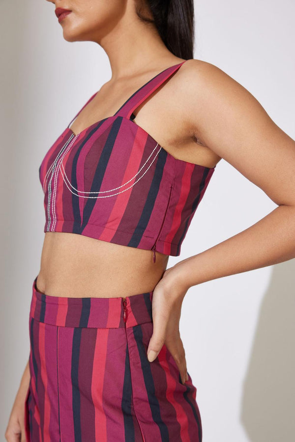 Red, Maroon & Black Stripe Bustier