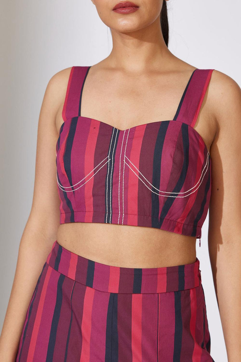 Red, Maroon & Black Stripe Bustier