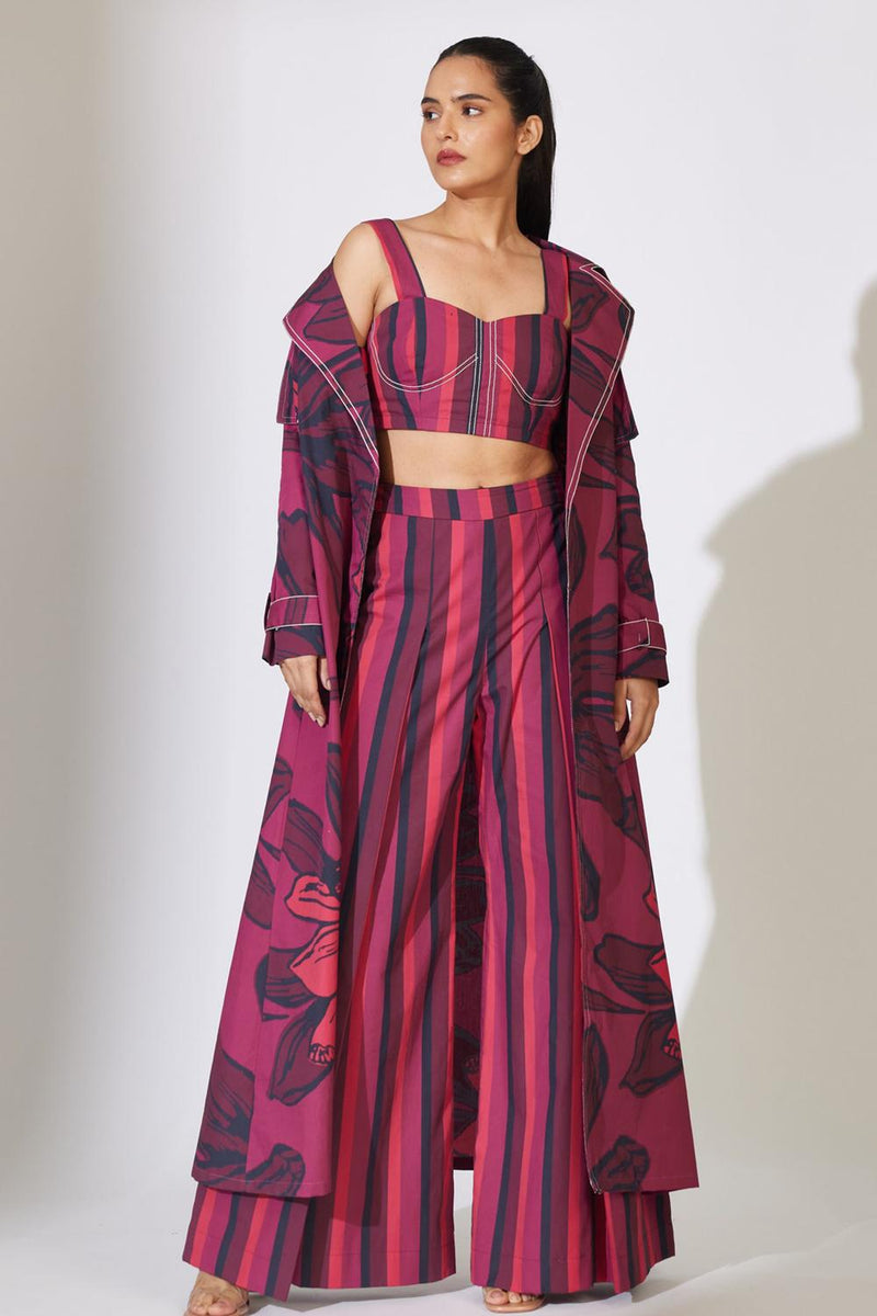 Red, Maroon & Black Stripe Bustier