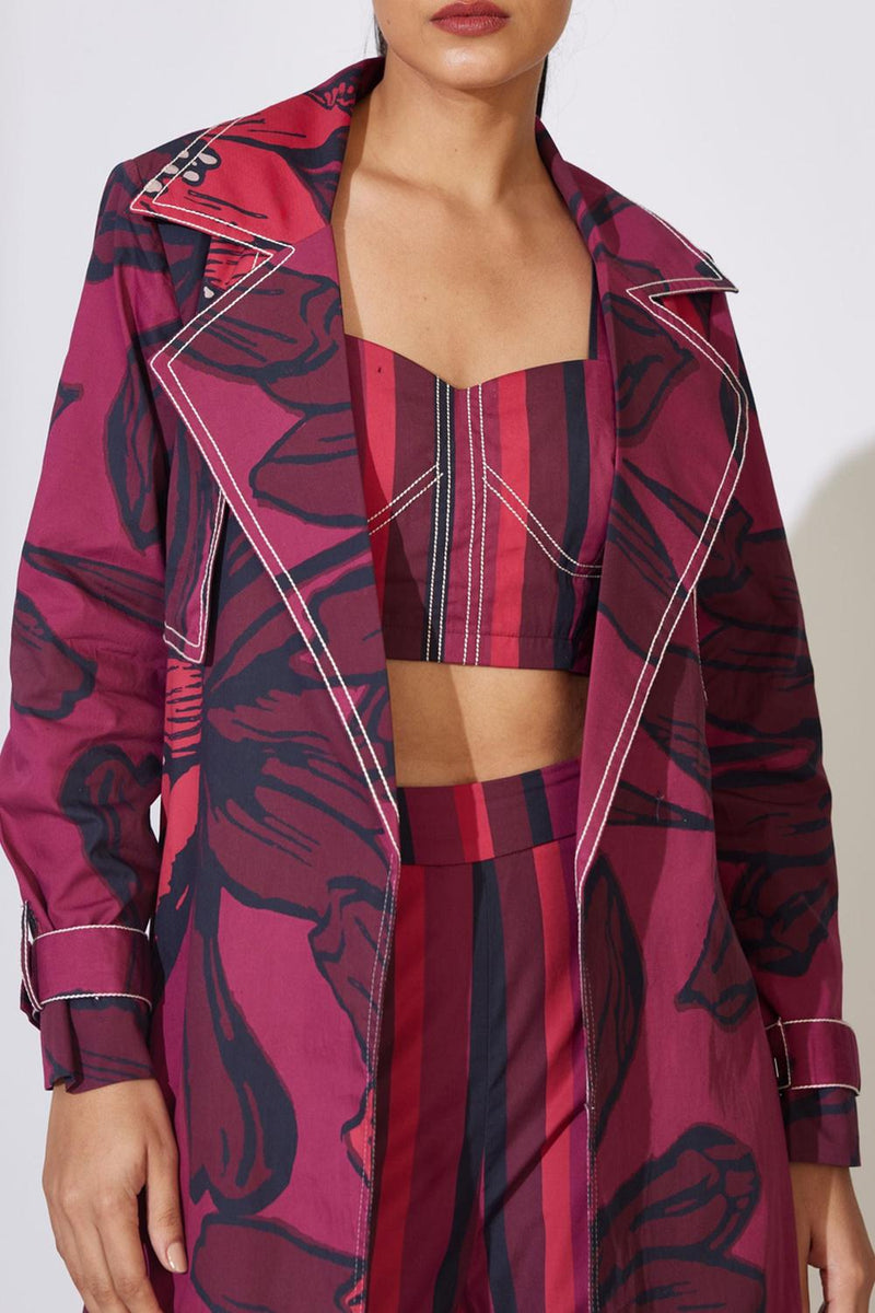 Red And Maroon Floral Jacket