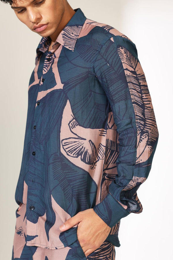 Orange And Blue Floral Shirt