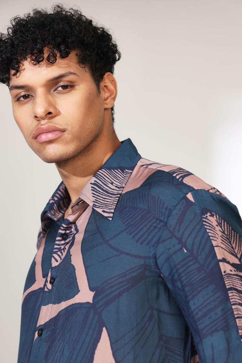 Orange And Blue Floral Shirt