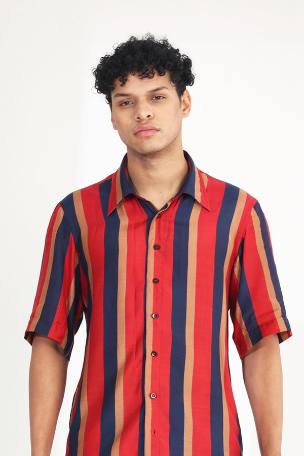 Red, Blue And Orange Stripe Shirt