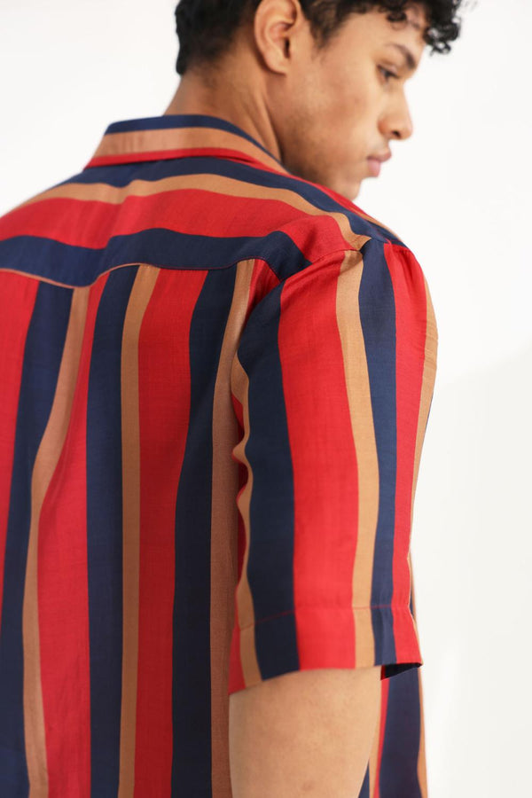 Red, Blue And Orange Stripe Shirt