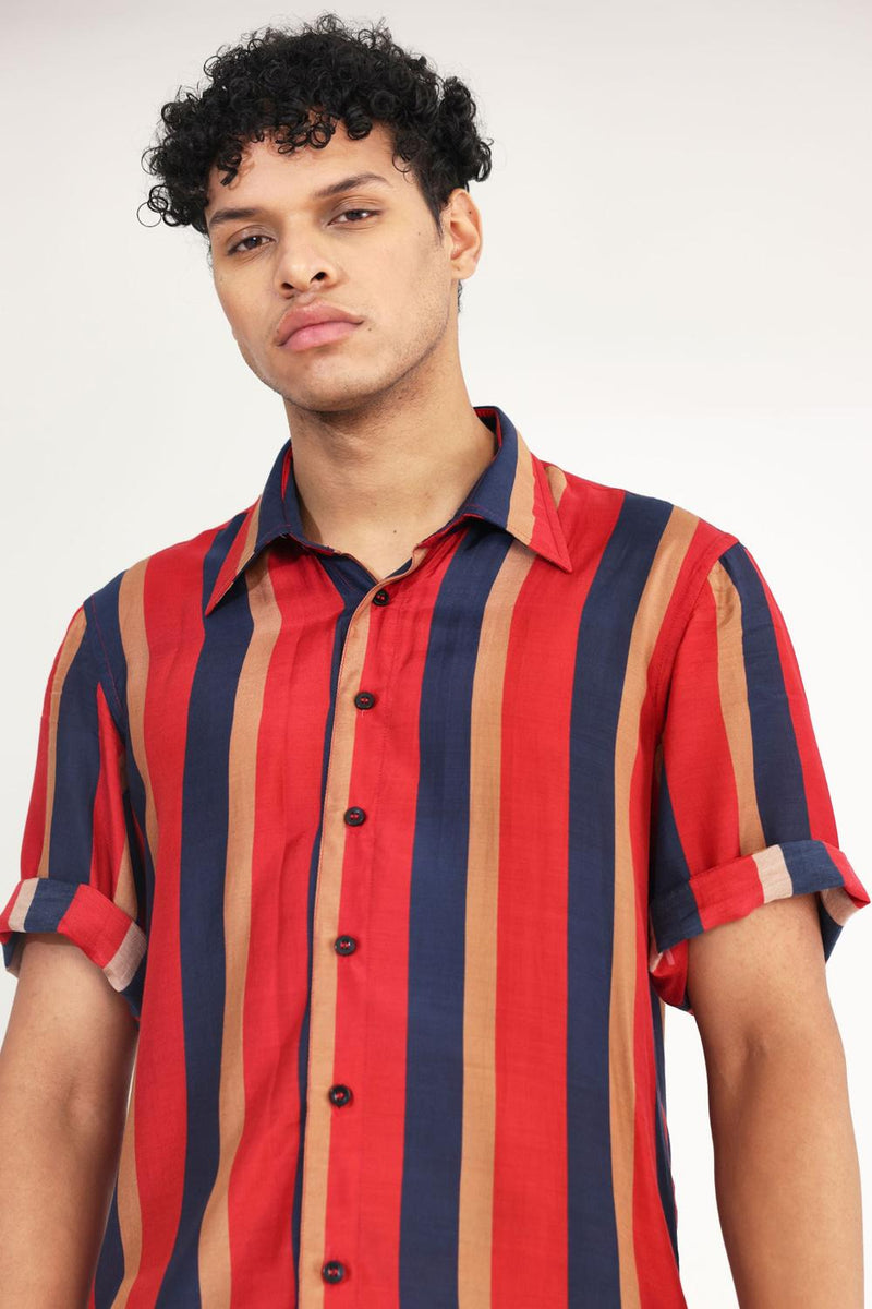 Red, Blue And Orange Stripe Shirt