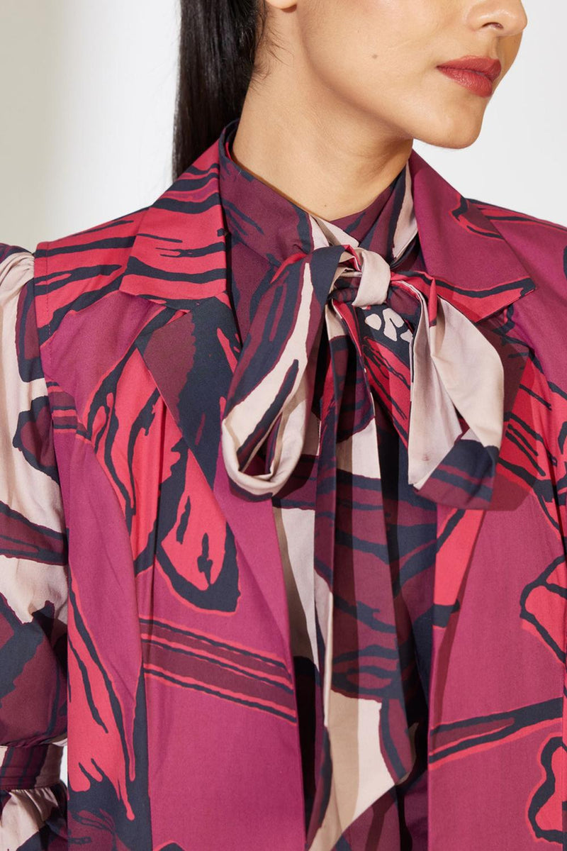 Red And Maroon Floral Sleeveless Jacket