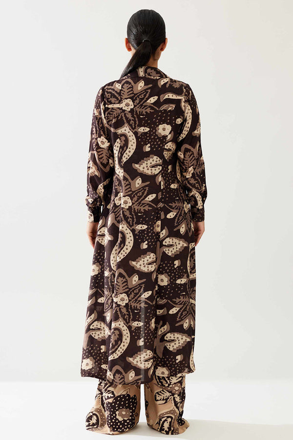 Dark Brown and Cream Floral Cape
