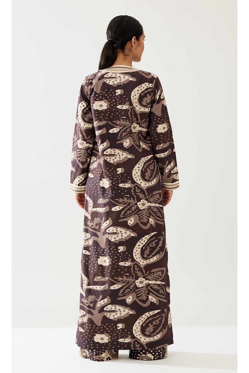 Dark Brown and Cream Floral Cape