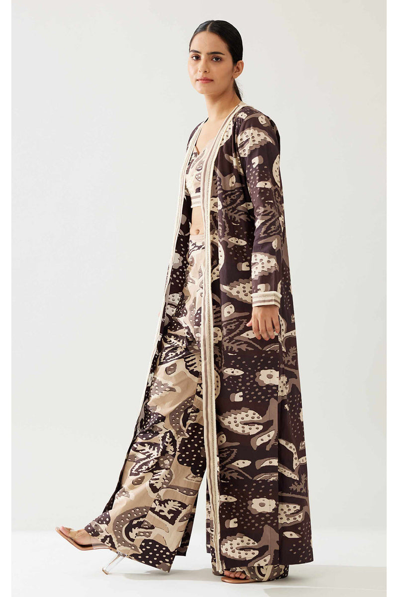 Dark Brown and Cream Floral Cape
