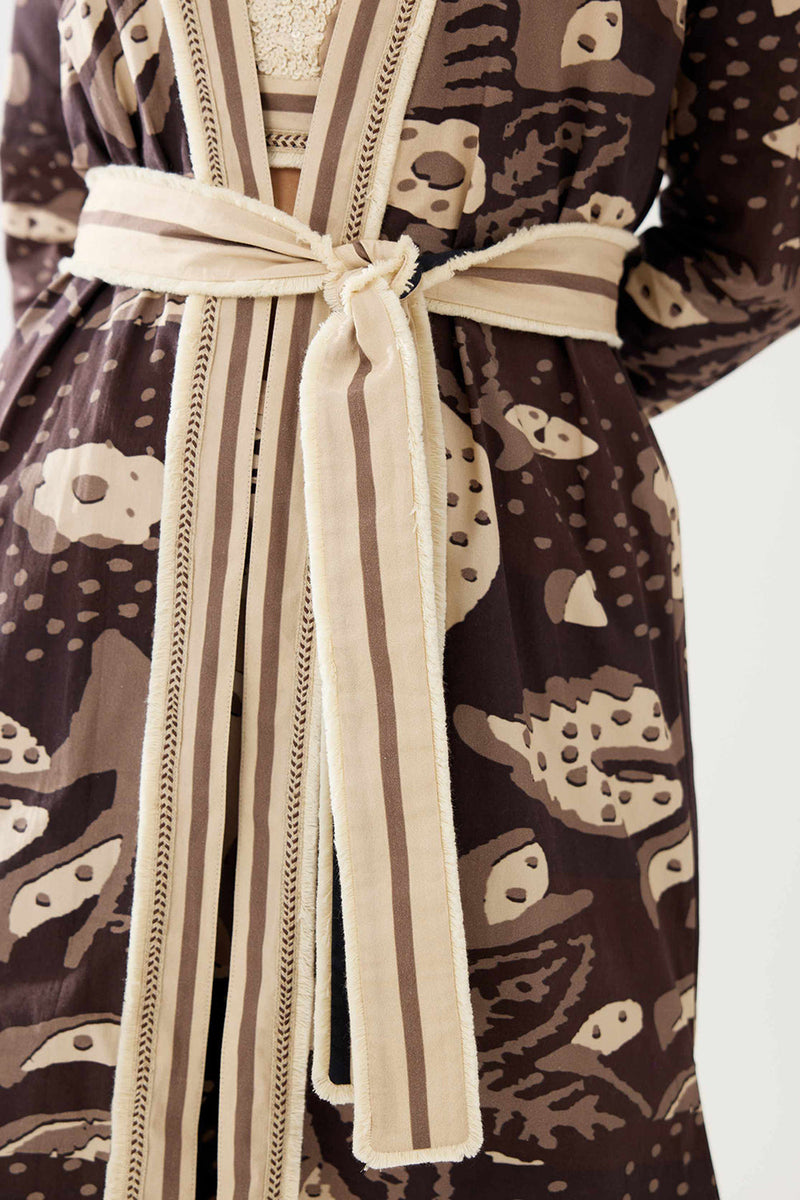 Dark Brown and Cream Floral Cape