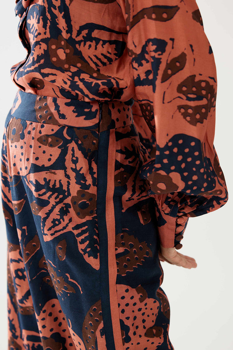Dark Blue and Pink Floral Pants